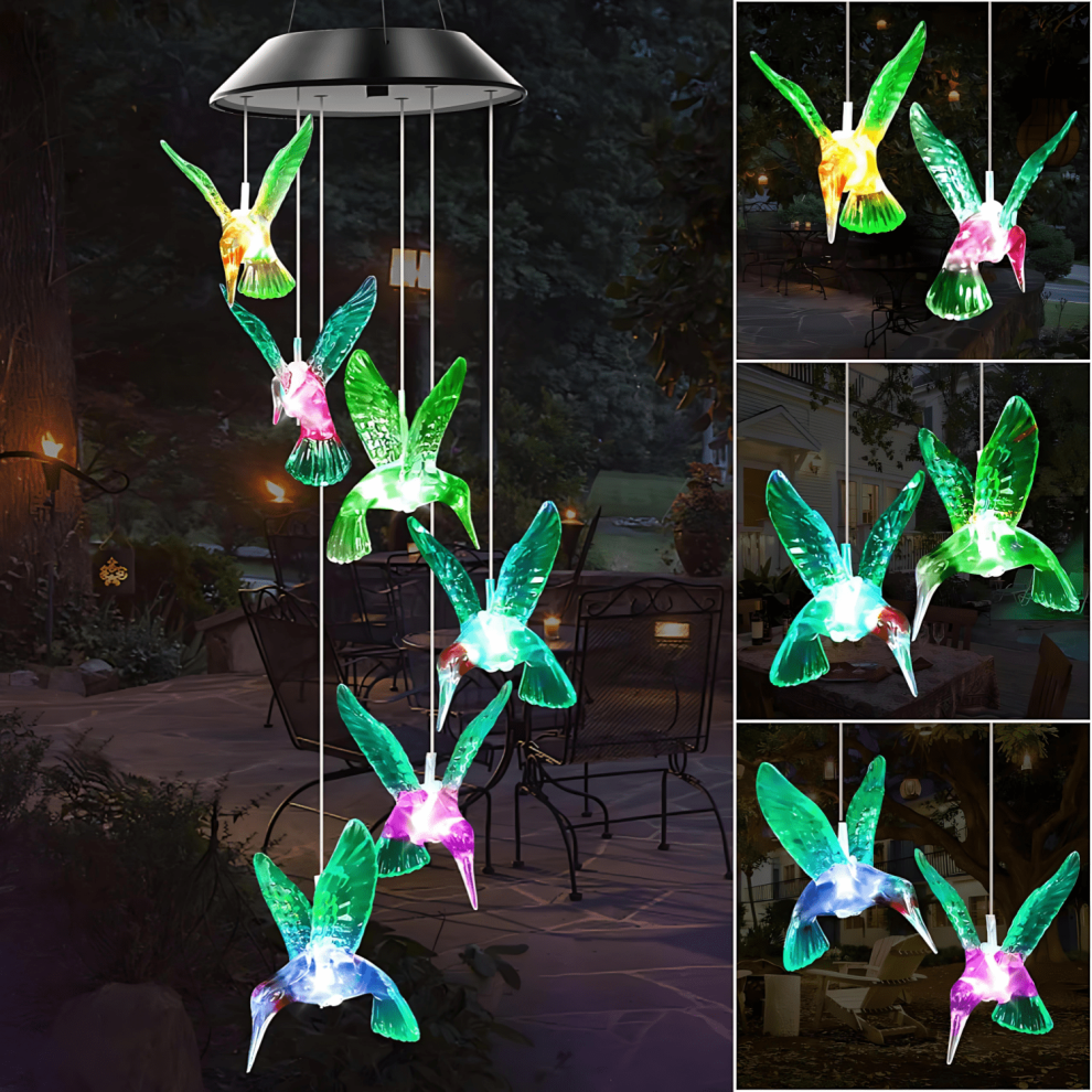 LED Solar Hummingbird Wind Chime