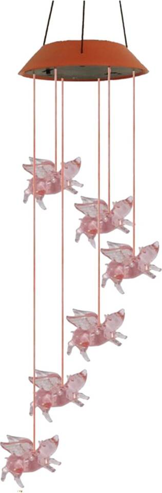 Solar Flying Pig Wind Chime LED Color Changing