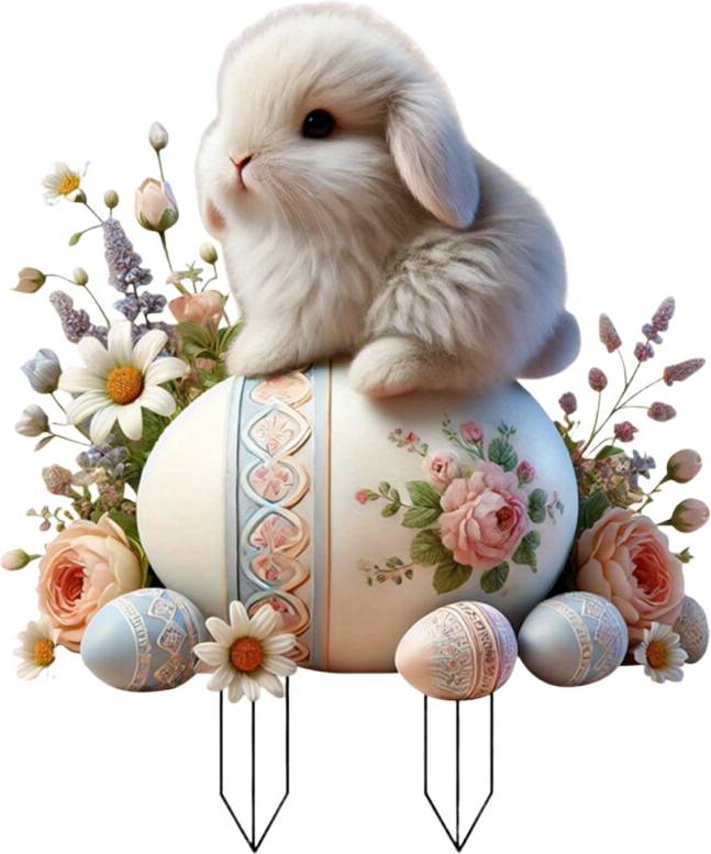 Easter Rabbit Garden Stake Acrylic 2D Outdoor