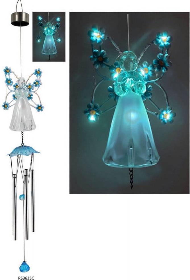 Solar Wind Chime Light Blue LED