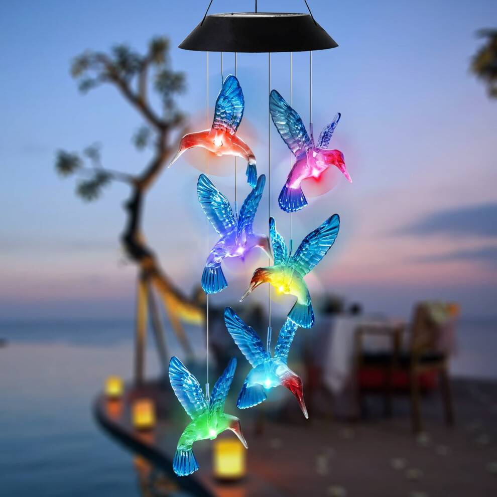 LED Solar Hummingbird Wind Chime 25 Inch