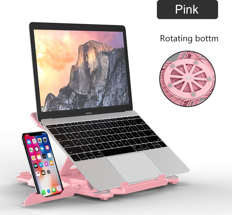 Hopfällbart Laptopställ Rosa Roterande