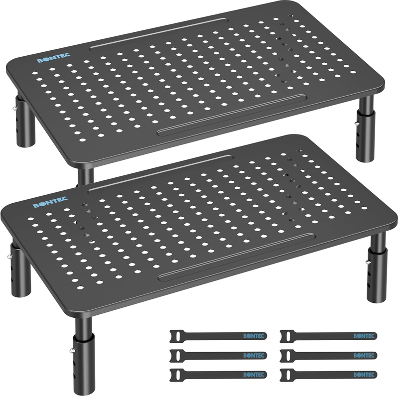 BONTEC Metal Monitor Stand Adjustable Height Riser