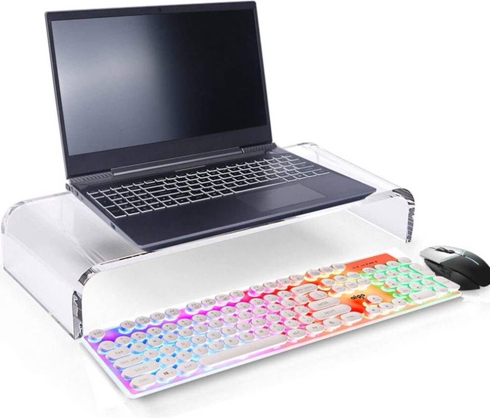 White pc monitor Acrylic White Rectangular Monitor Riser Stand