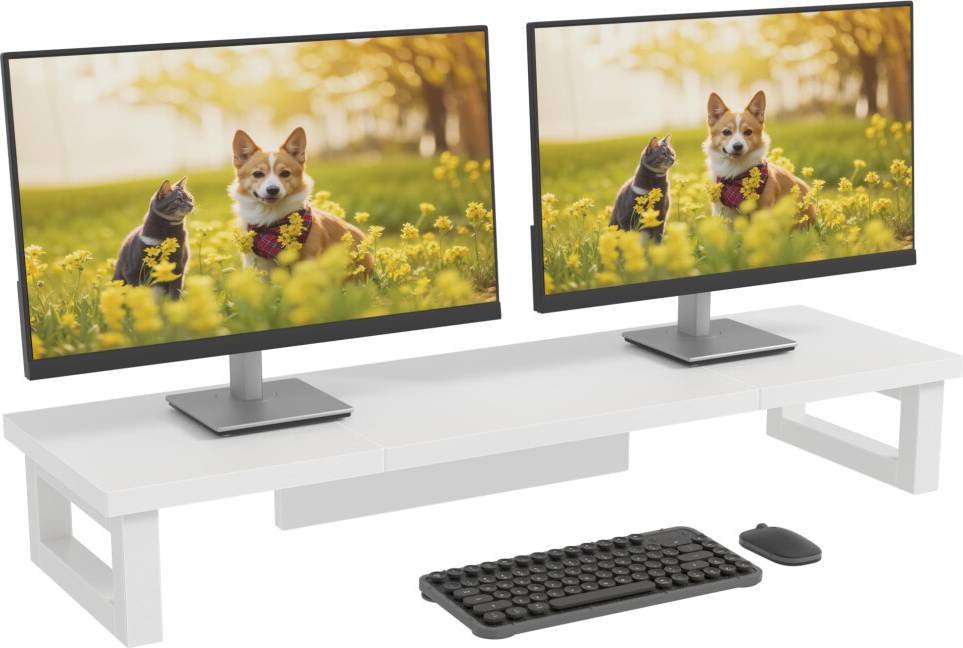 White pc monitor Dual Monitor Riser Double Monitor Stand