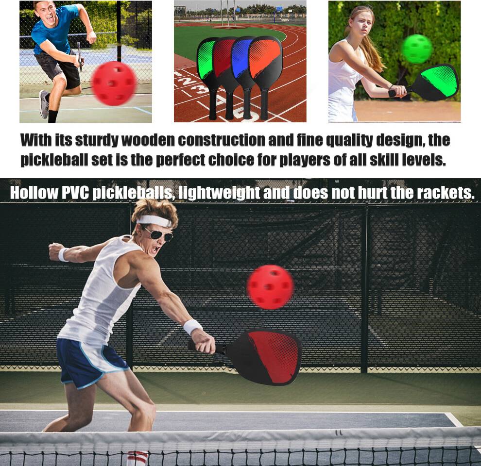 Pickleball set Durable Wooden Pickleball Racket Set