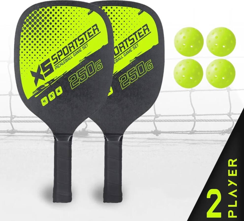 Pickleball Racket Set 2 Paddles 4 Balls