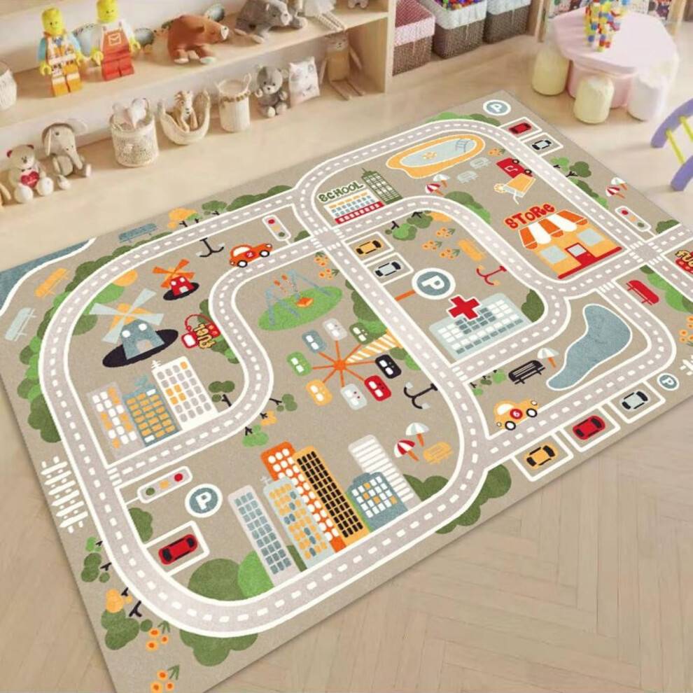 Play Area Rug Track White