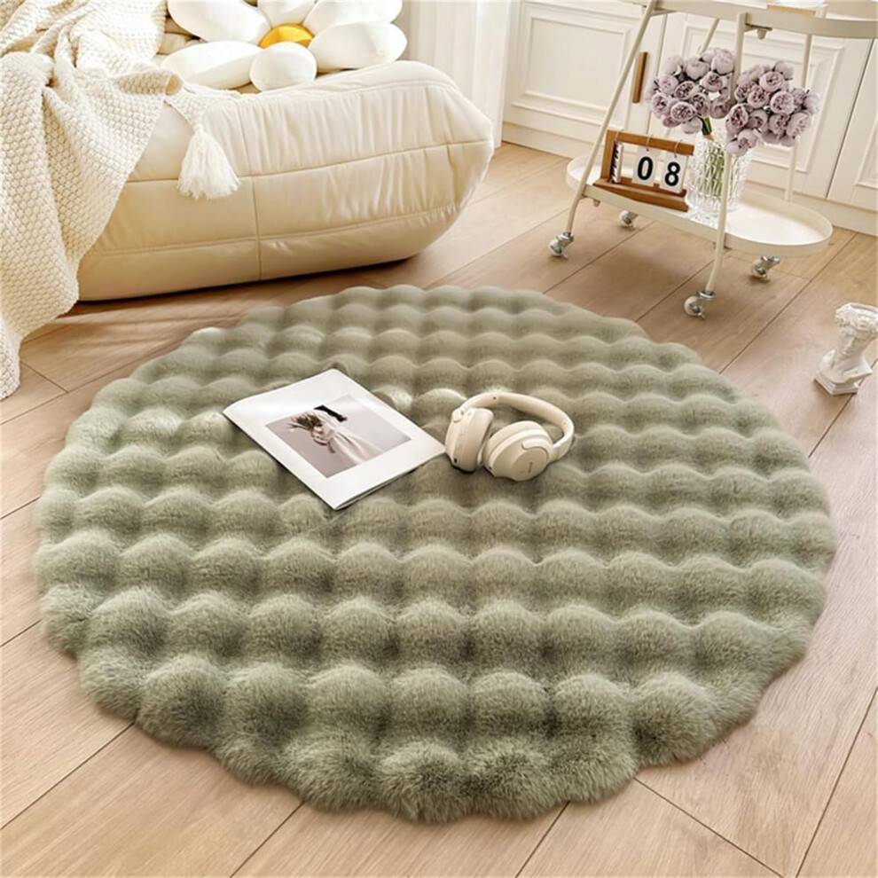 Round Rabbit Plush Rug 120cm