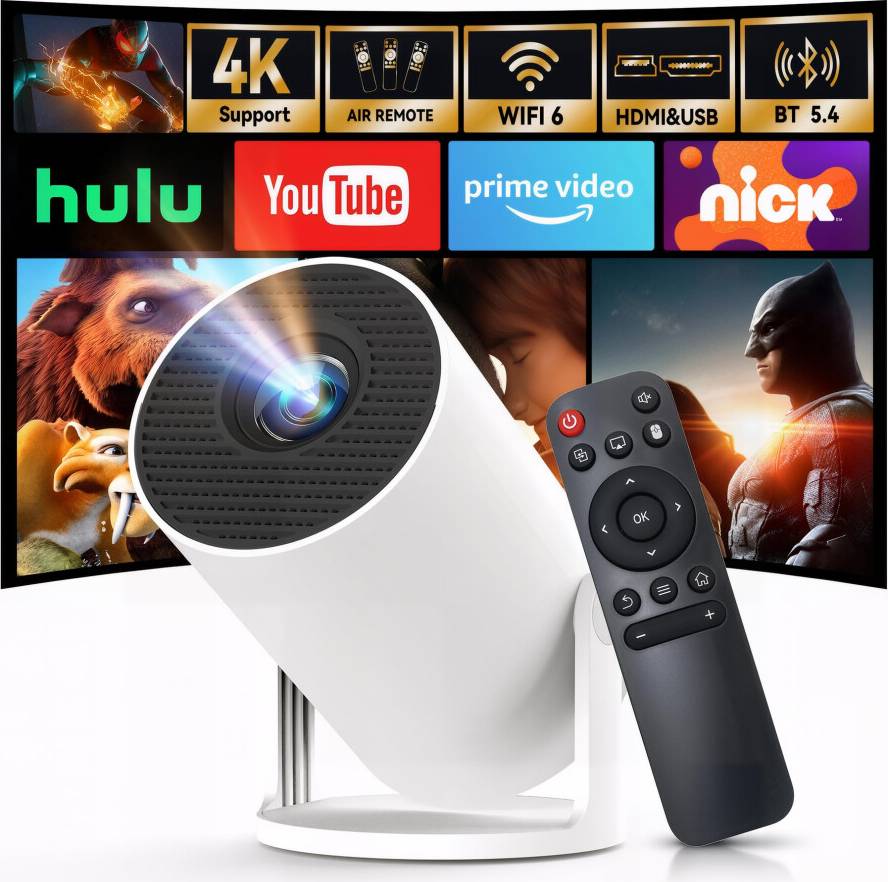 4k projector for home Mini Projector WiFi 6 Bluetooth