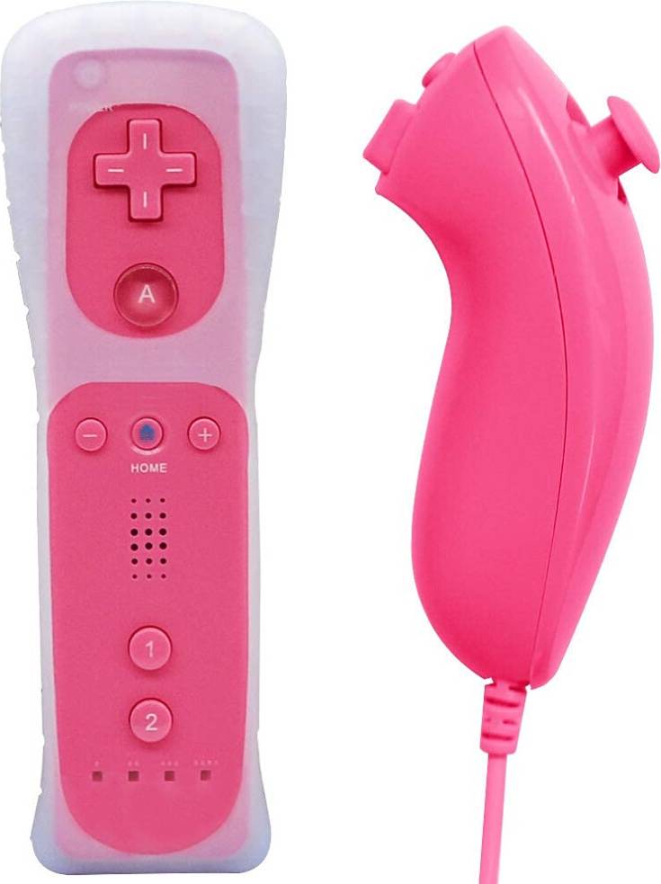 Pink Wii Remote Nunchuk Controller Set