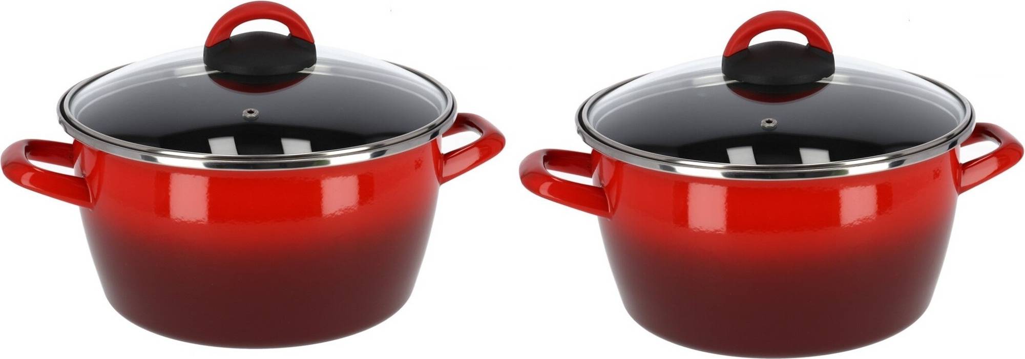Set 2x Rvs Rode Kookpan 24 cm 10 Liter