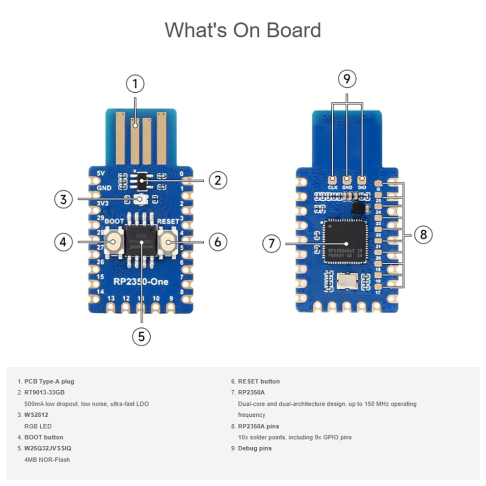 RP2350-One Mini Development Board Type-A 4MB