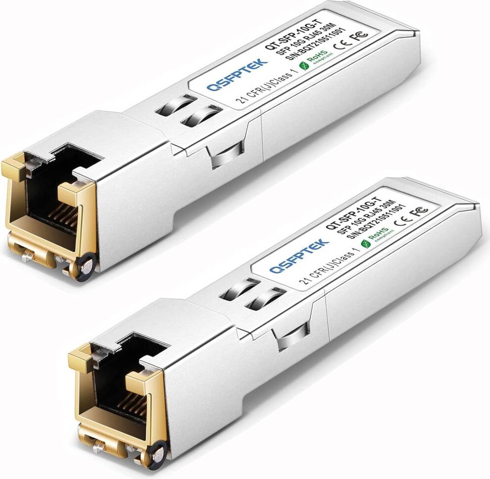 Ubiquiti 7 QSFPTEK 2 Pack Cat6a 7 Fiber 10GBASE-T Copper RJ45 Module