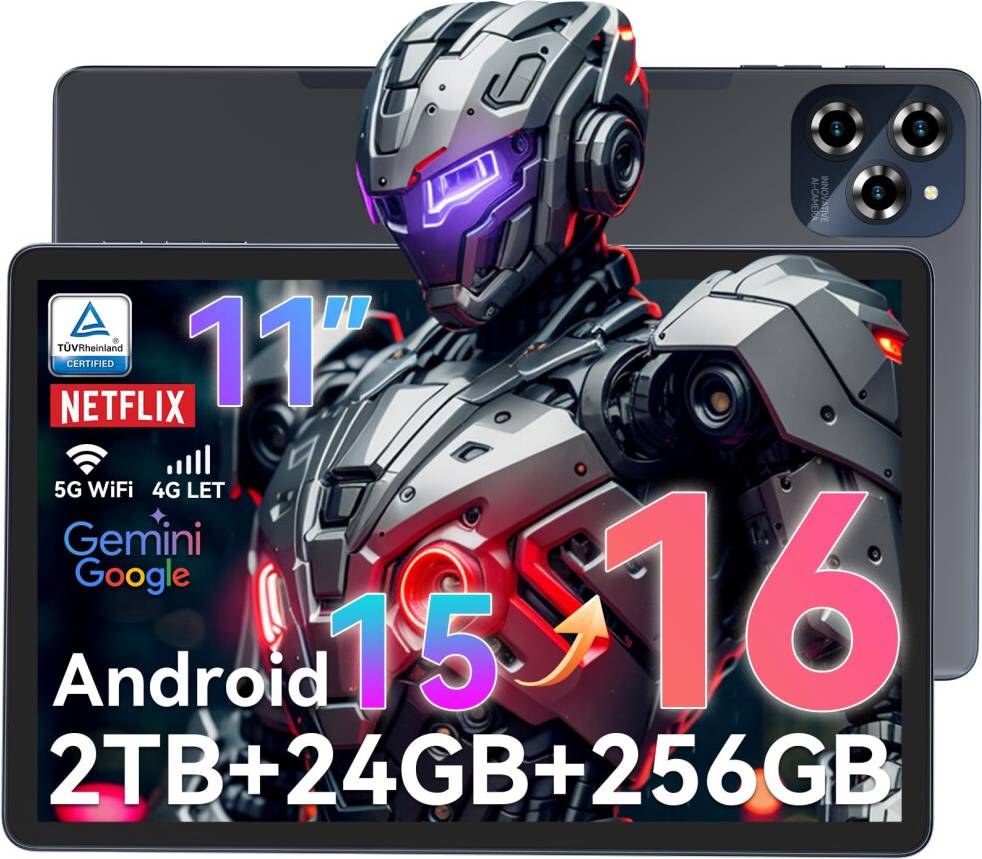 11 Inch Android 15 AI Tablet 24GB RAM 256GB ROM
