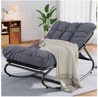 Outdoor Rocking Chair with Thick Cushion Grey