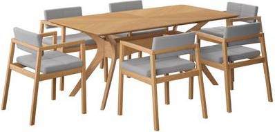 7 pc patio sets Mercer 7-Pc Rectangular Gray Patio Dining Set