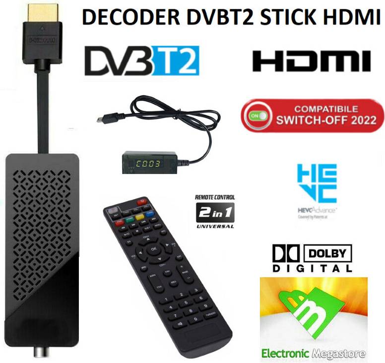 Metronic Decoder Ricevitore Digitale Terrestre Dvb-t2 T3 Scart Hdmi 1080p