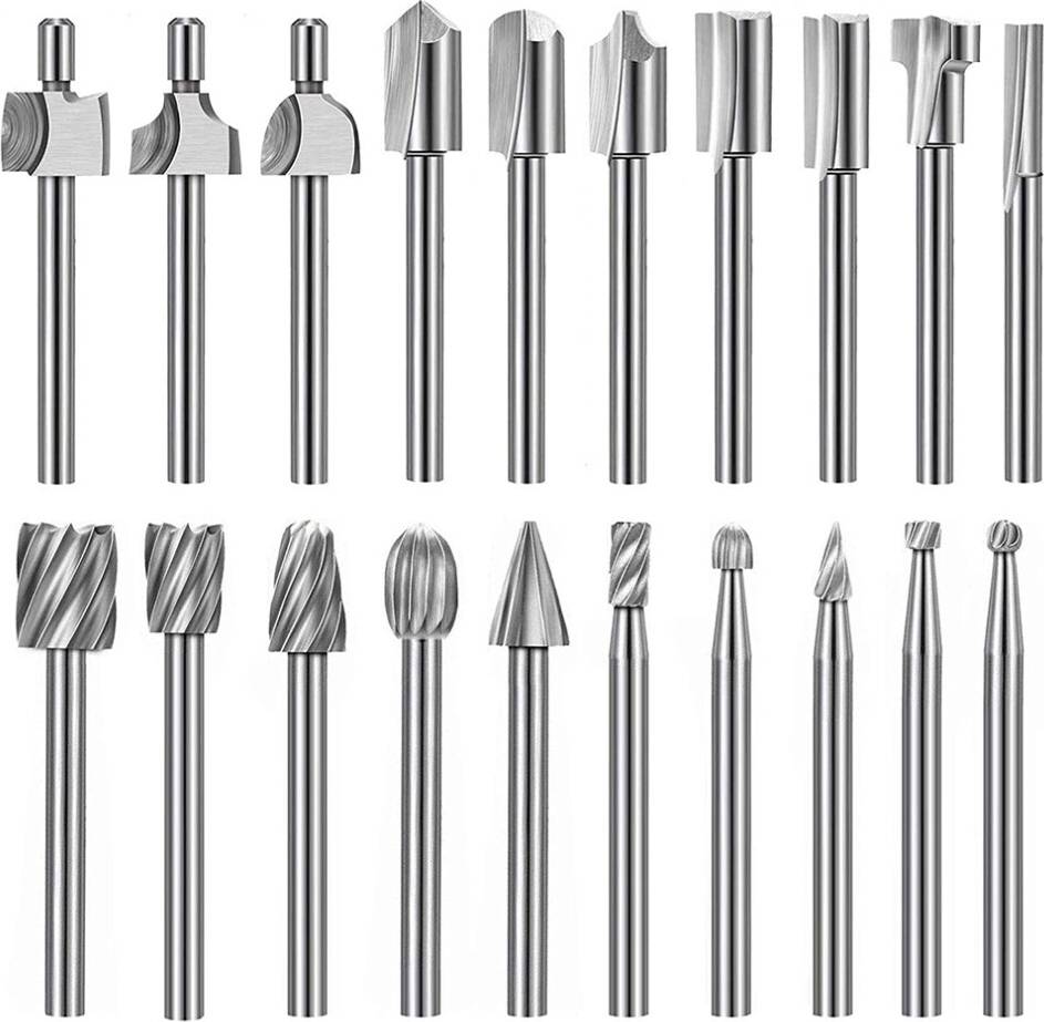 Tauoh 20Pc HSS Router Carbide Engraving Bits