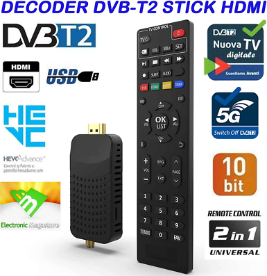 Digiquest Decoder Digitale Terrestre Dvbt2 Pocket Ricevitore 180 Usb Hdmi Stick