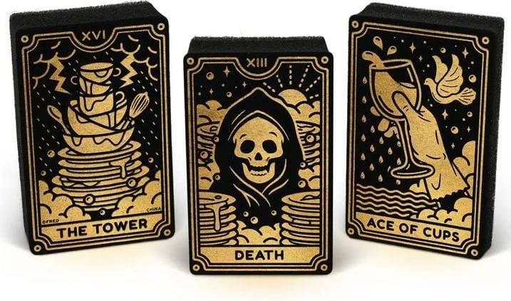 Gothic Homeware Clean Fate Tarot Card Kitchen Sponge Set