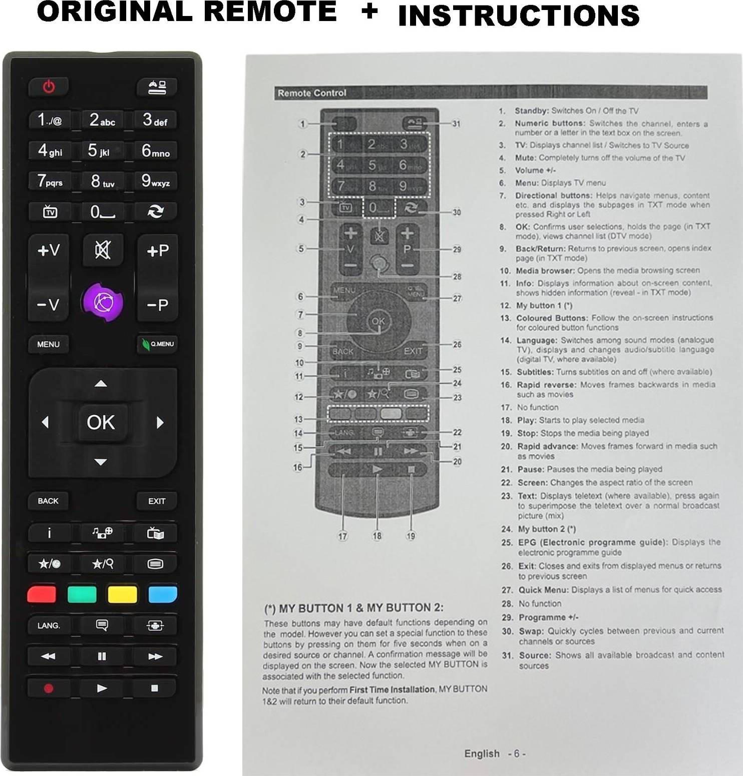 Bush Led22134fhd Tv Remote Control