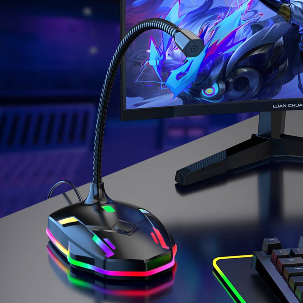 USB Computer Microphone with Mute Button and LED Light