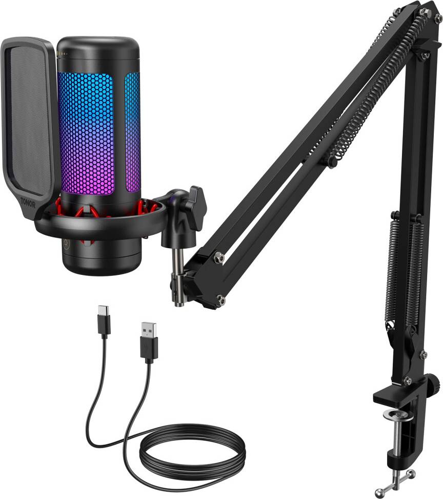Gaming USB Microphone with Adjustable RGB Modes