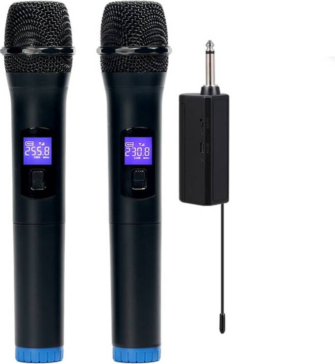 Wireless Microphone Set Dual Channel LCD Display