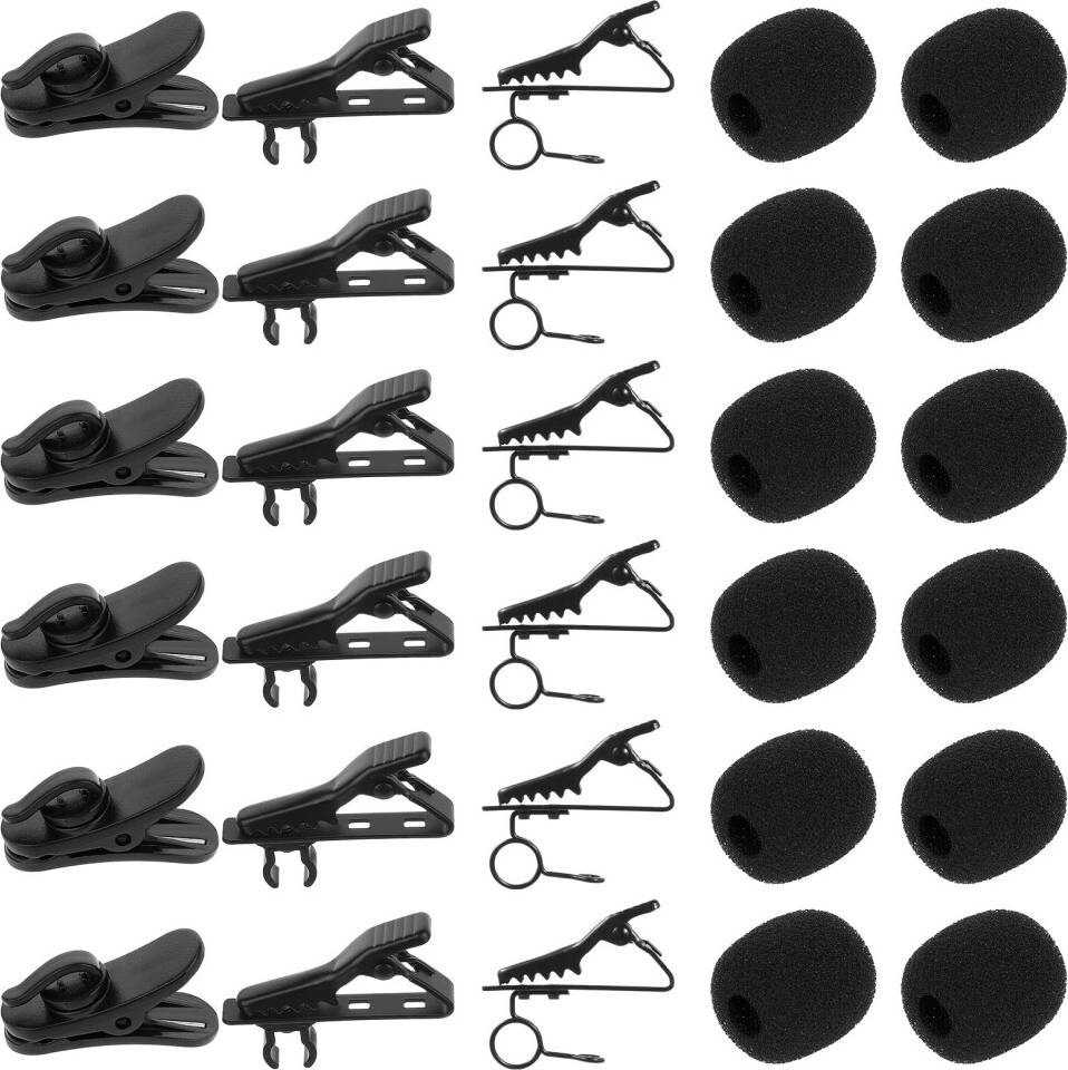 30 PCS Lapel Mic Clips Sponge Cover Kit