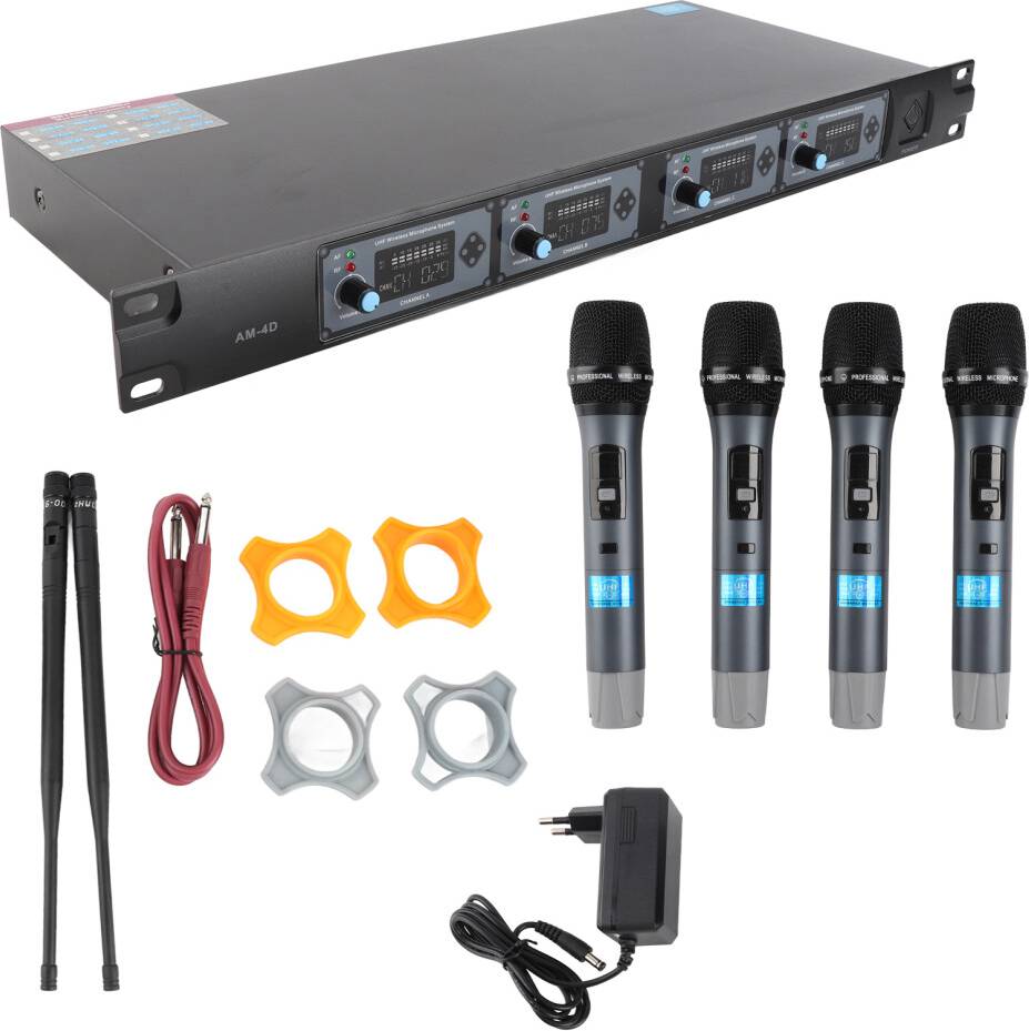 4D 4 Channel UHF Wireless Mic System