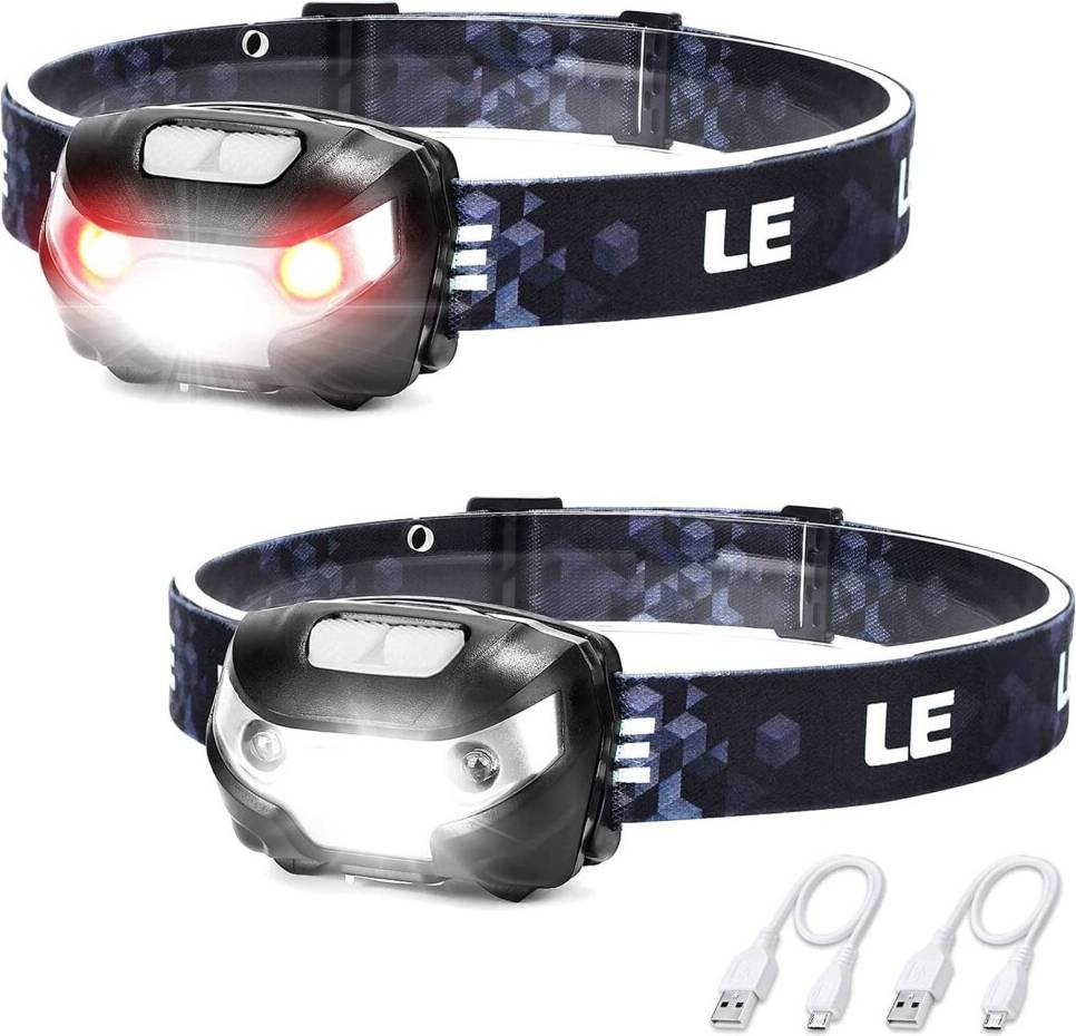 Lighting Ever Rechargeable LED Head Torch 2 Pack