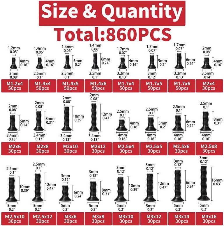 Tlily 860 PCS Small Computer Screws Assortment Kit