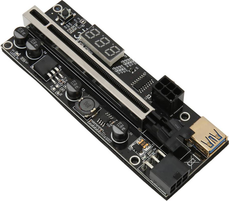 GPU Riser Card 1X to 16X 6Pin Temp Sensor