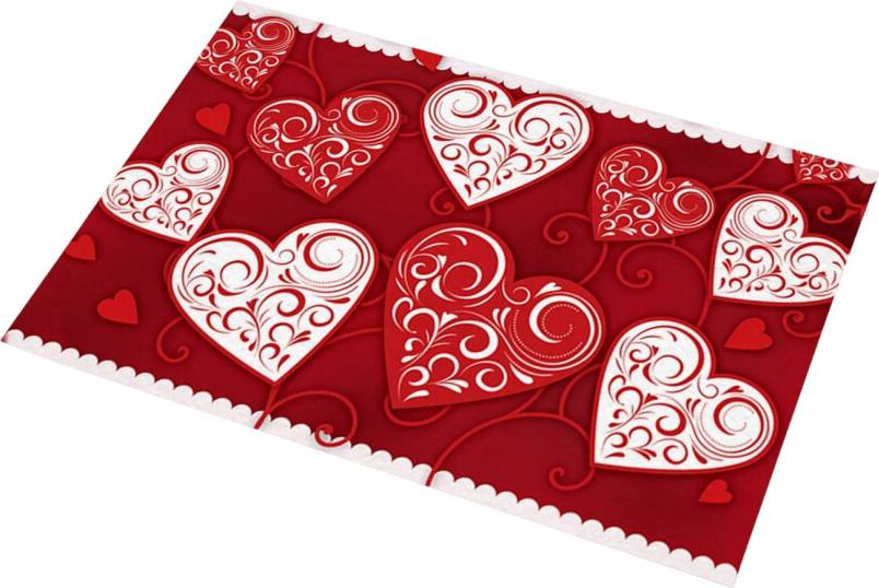 Doormat Heart Design 18x30 Inch Red