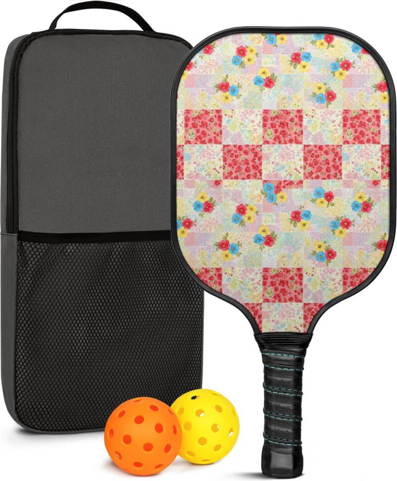 Pickleball Paddles Set Floral Fiberglass Rackets