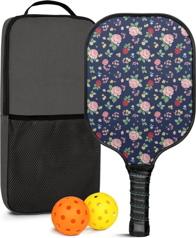 Pickleball Paddles Set Floral Fiberglass 2 Rackets