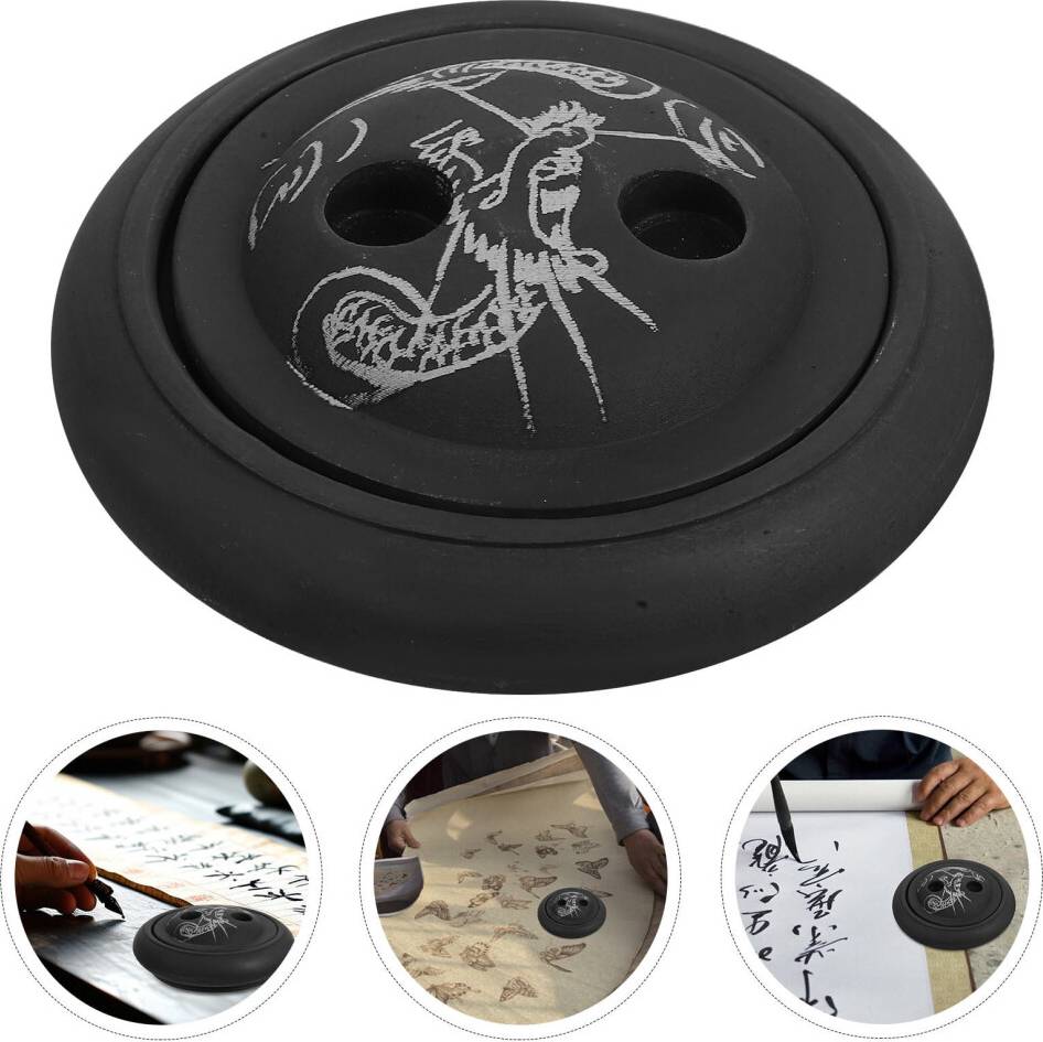 Chinese Ink Well With Lid Round Set