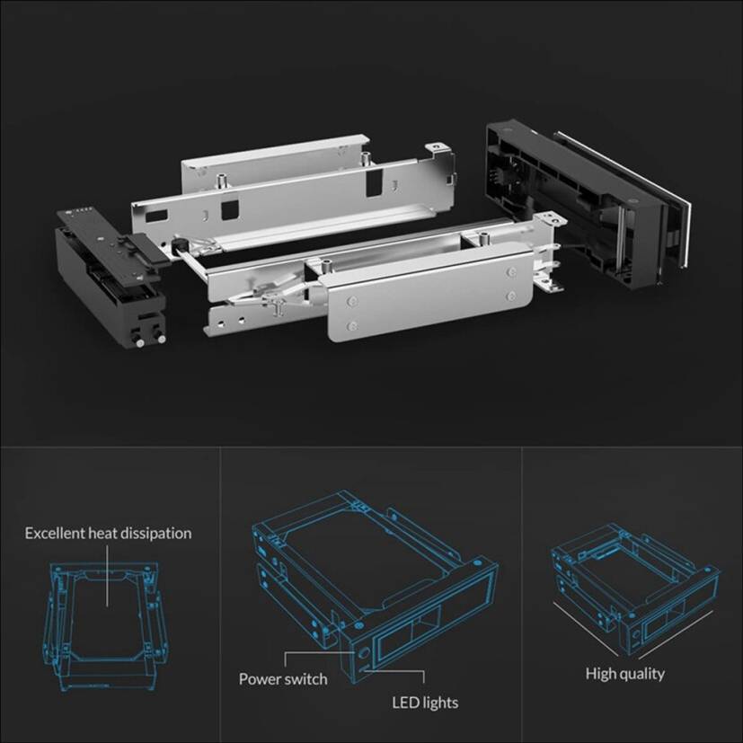 Tlily 1106SS 3.5 Inch Trayless Hot Swap Mobile Rack