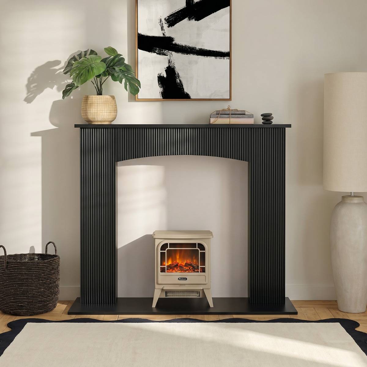 OHS Ribbed Fireplace Surround Black