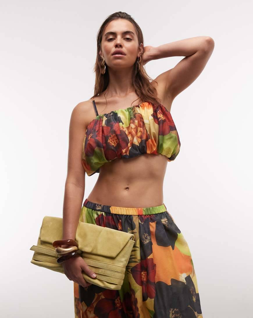 ASOS DESIGN Ruffle Top Co-Ord Tropical Print - Multi