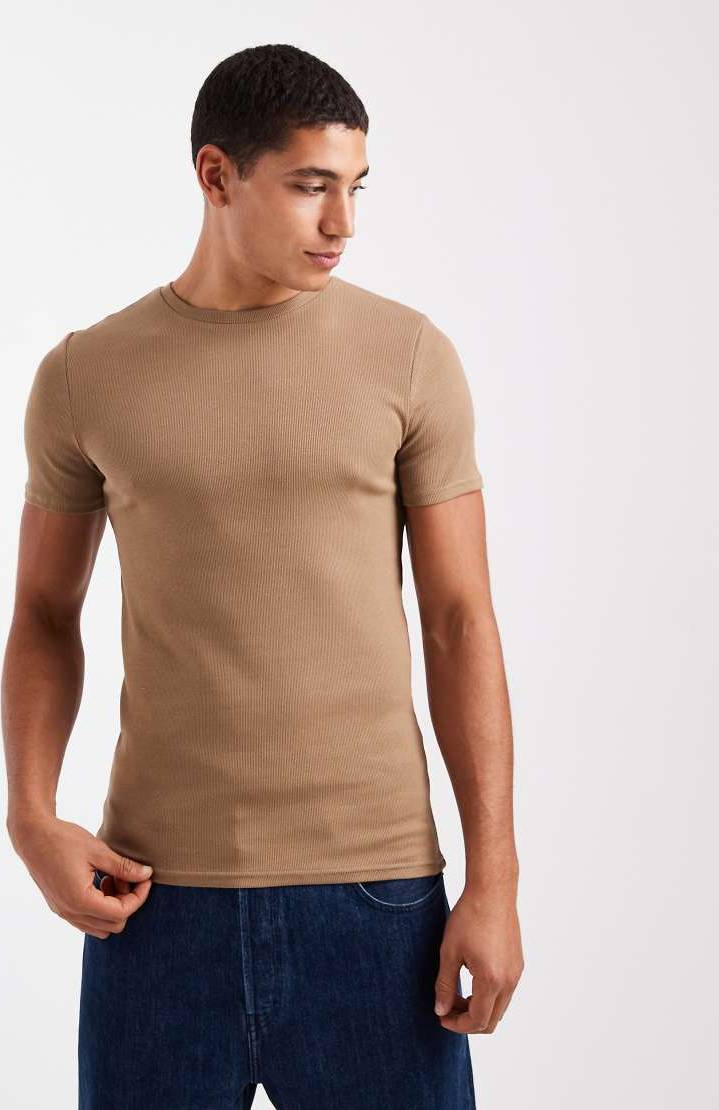 Muscle tshirt ASOS DESIGN Essentials Muscle Fit T-Shirt - Brown Rib