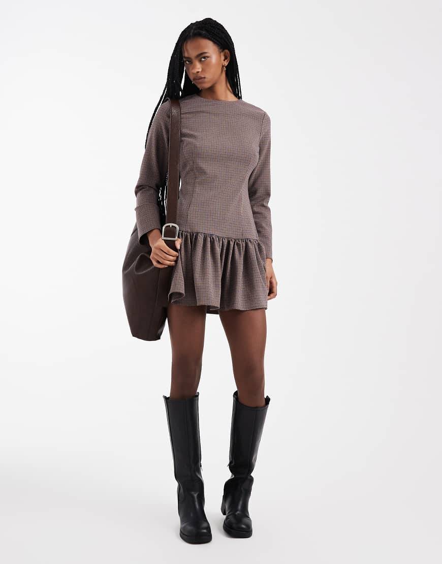 Drop mini ASOS DESIGN Drop Waist Mini Dress Micro Check - Multi