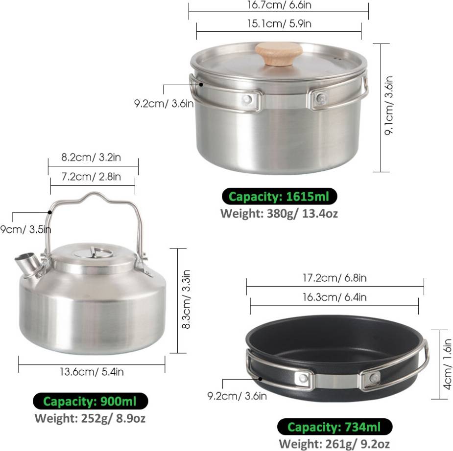 Camping Cookware Set Foldable Backpacking