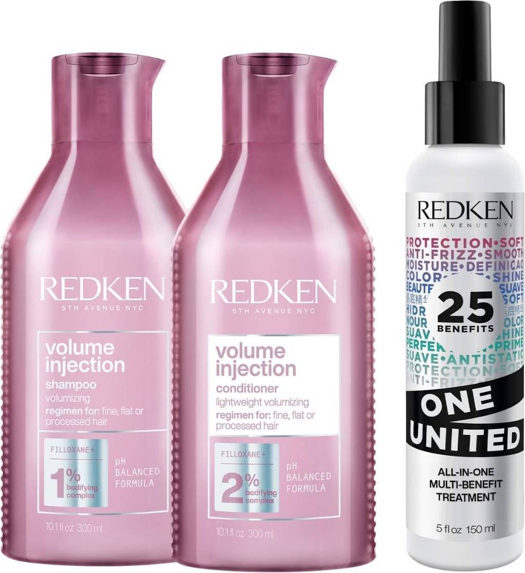 Redken set Redken Volume Injection Shampoo Conditioner One United Leave-In Treatment