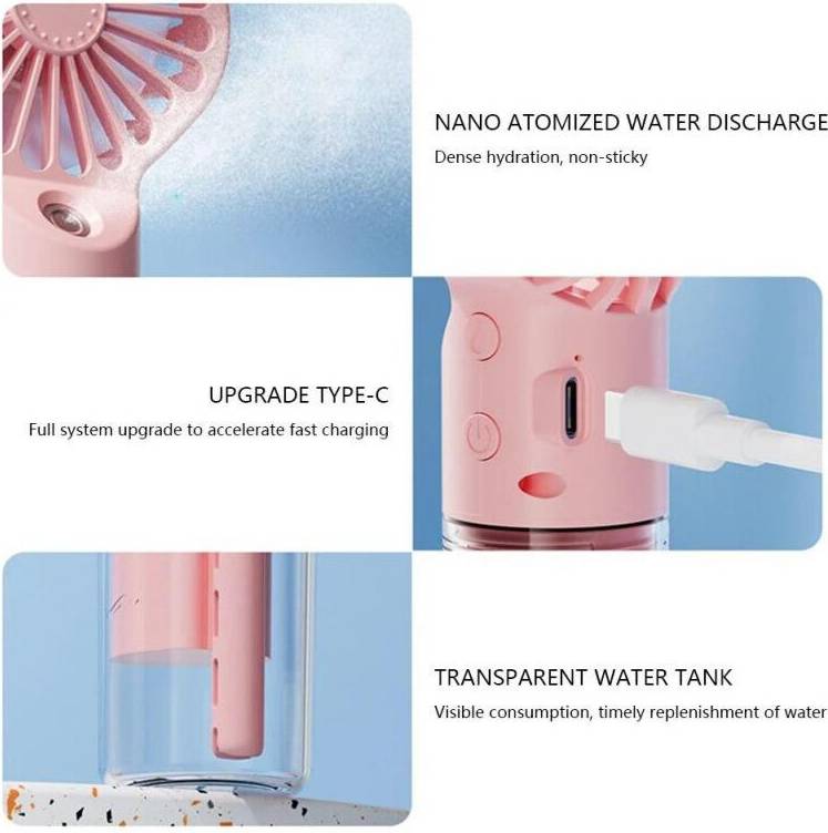 Mini luftkøler Handheld Mini Air Conditioner USB Rechargeable Humidifier Mist