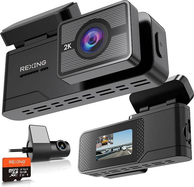 Rear dash cam Rexing 2K Front 1080p Rear Dash Cam