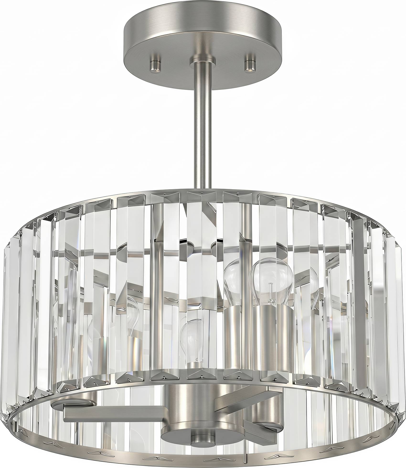 Homcom Semi Mount Crystal E14 Base Ceiling Flush Light