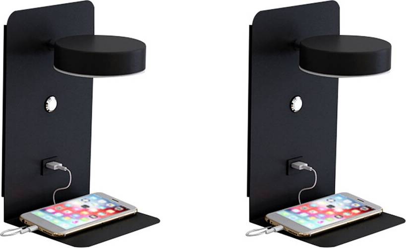 Bedside lamp with usb port Reading Wall Light with USB Port Charging Rack