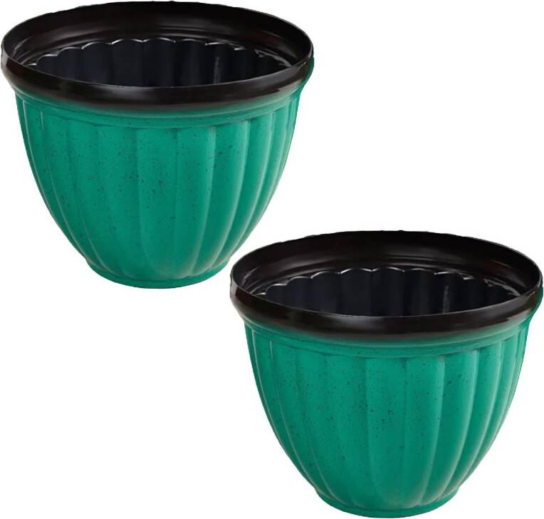Large Ribbed Planter Pots with Drainage 2PCS
